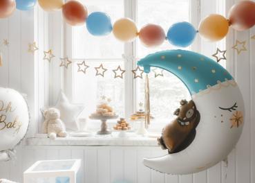 Bär auf dem Mond Folienballon blau